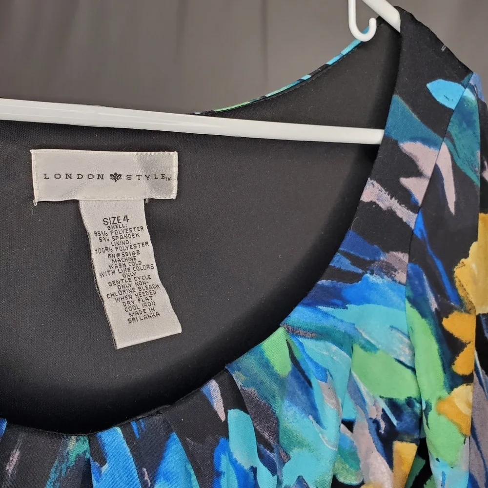 London Style Vtg Empire‎ Dress 4 Blue Artsy Watercolor Mermaid Forest Fairy Y2K